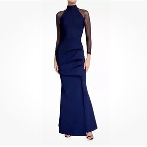 Chiara Boni La Petite Robe - Maylys Mock-Neck Long-Sleeve Illusion Gown